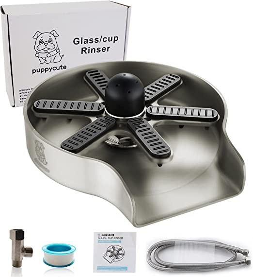 Glass Rinse Cup Bottle Cleaner For Kitchen Sink Kitchen Sink Accessories Stainless Steel Brushed Nickel