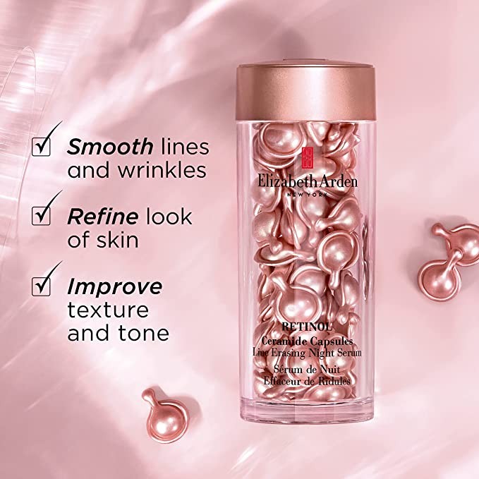 Elizabeth Arden Powder Gel Night Repair Capsules, Retinol & Ceramides, 60 Capsules