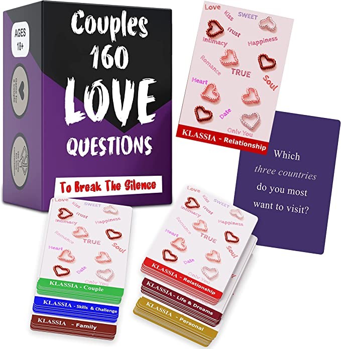 Klassia- Game for Couples - Relationship Card Game for Couples - Unique Couple Gifts - Valentine's Day Gifts - Husband, Wife, Wedding Gifts for Him - 160 Date Night Conversation Starters