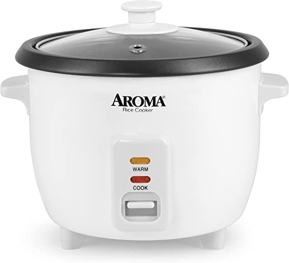 Aroma Housewares Aroma 6 Cups (Cooked) 1.5 Qt. One Touch Rice Cooker, White (ARC-363NG), 6 Cups Cooked/3 Cups Uncooked/1.5 Qt.
