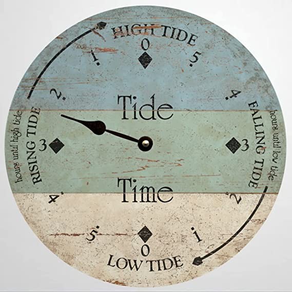 Tide Clock Personalized Beach Tide Clock Wooden Wall Clock, Battery Operated, Farmhouse Wall Decor, Home Decor for Kitchen, Living Room, Bedroom, Office, 10 Inches