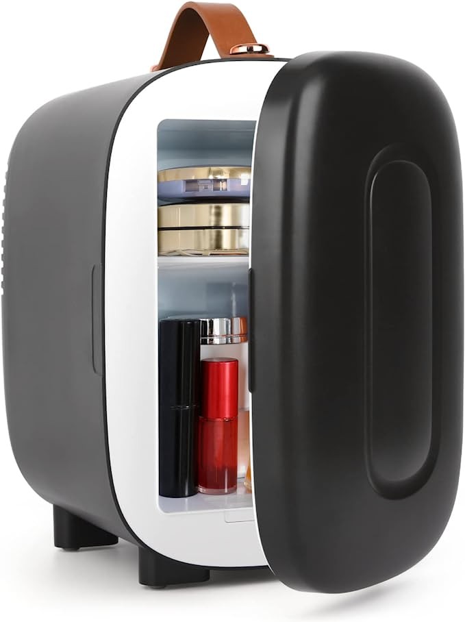 living enrichment Mini Fridge 4 Liter 6 Can Skincare Fridge, AC 100-120V Portable Small Refrigerator for Skincare, Beverage, Food, Cosmetics, Home, Office and Car, ETL Listed - Black