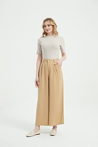 Tronjori women's wide everyday wide trousers with high waist and long trousers