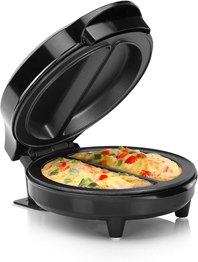 Holstein Housewares - Non-Stick Omelet & Frittata Maker, Black/Stainless Steel - Makes 2 Individual Portions Quick & Easy