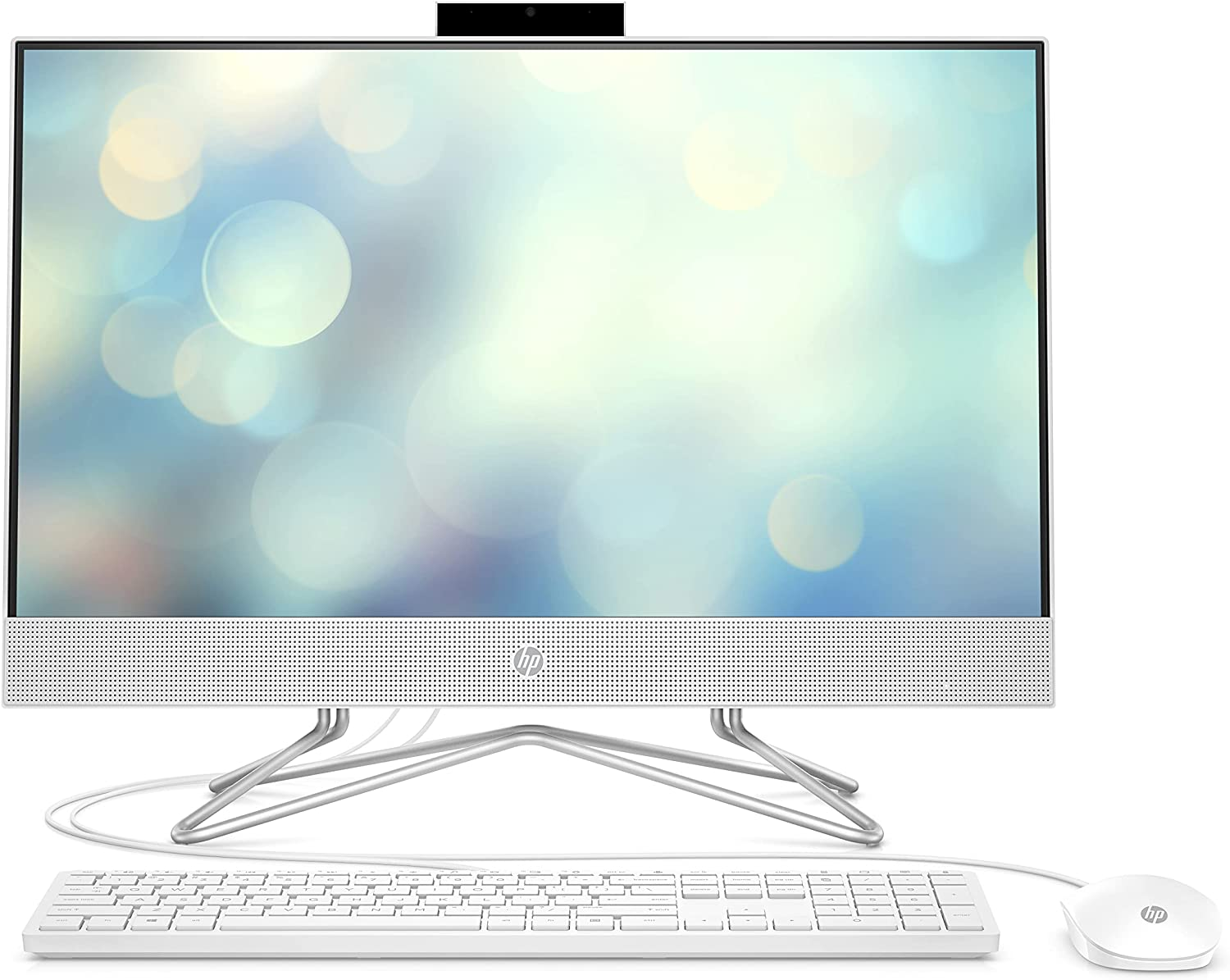 HP HP all-in-one 22" desktop computer, amd athlon silver 3050u processor, amd radeon graphics, 4 gb ram, 256 gb hard drive, Windows 11 home edition (22-dd0210, Snow White)