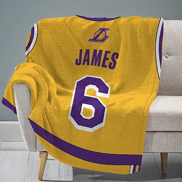 Sleep Squad Los Angeles Lakers Lebron James 152.40cm x 203.20cm Raschel Plush Blanket – NBA Jersey Throw