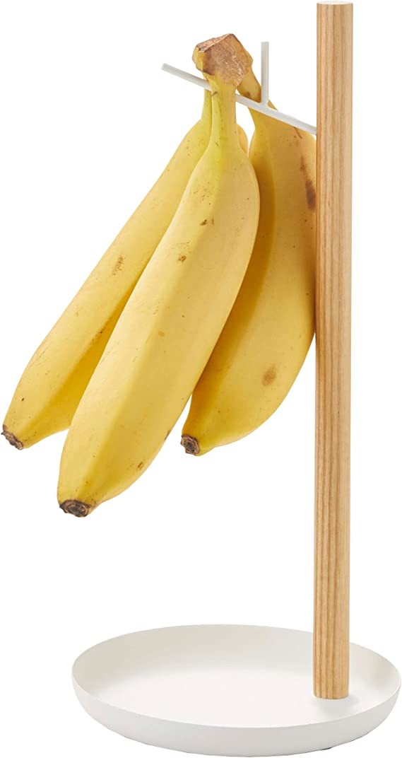 YAMAZAKI Stand Home Banana Hanger | Steel + Wood | Fruit Basket, One Size, White