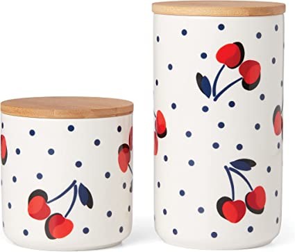 Kate Spade Vintage Cherry Spot 2-Piece Jar Set, 3.70, White