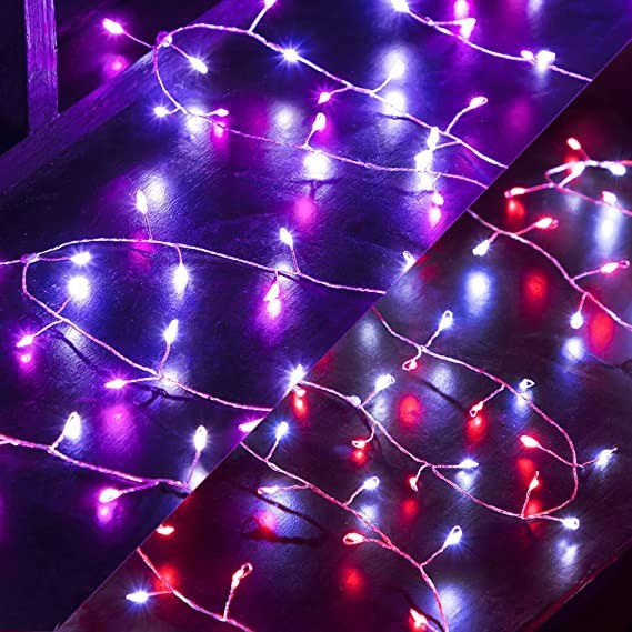 2 Pack Valentine’s Day Firecracker String Lights, Remote Control 9.8ft 120 LED Pink Red White Fairy Lights Battery Operated for St. Valentines Wedding Indoor Outdoor Bedroom Garden Party Decoration
