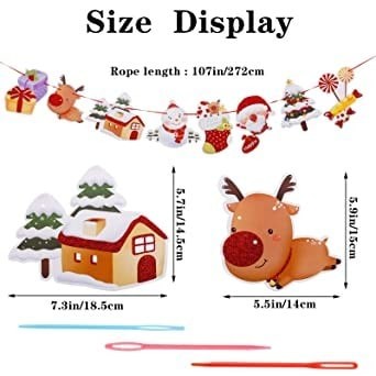Rosavida 6pcs Christmas Hanging Banners Xmas Bunting Decorations Merry Christmas Paper Cartoon Hangings with Patterns of Snowman Reindeer Santa Claus Gift and House for Christmas Decor