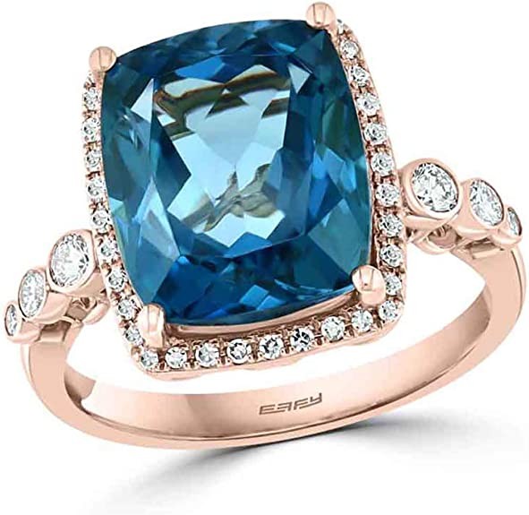 Effy Jewelry London Blue Topaz & Diamond Cocktail Ring in 14K Rose Gold, 9 TCW HRV0L381MI