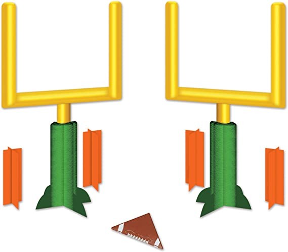 Beistle 2-Pack Paper Game Day Goalpost Centerpieces Football Decorations Sports Party Supplies, 11 Inch, Green/Yellow/Orange/Brown/White