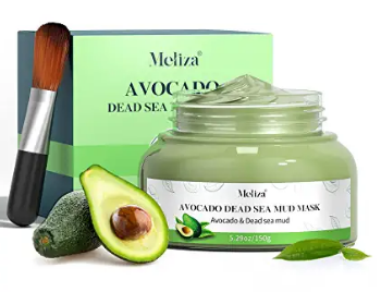 Organic Avocado Clay Mask Meliza Dead Sea Mud Mask Natural Green Tea Healing Clay Mask Nourishing Hydrating Antioxidant Deep Cleansing Clay Mask with Mask Brush for Acne Blackhead Pores