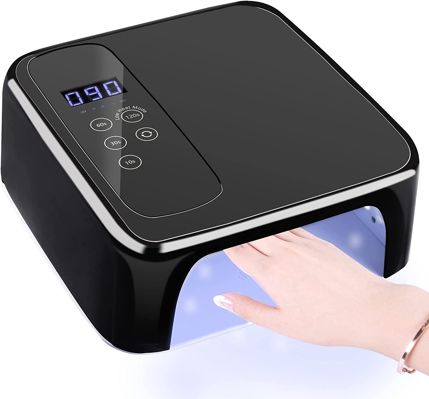 Battery led lamp for nails, lumcrissy 72w cordless uv led nail art machine, nail varnish for all nail varnishes, tool for nail design (black)