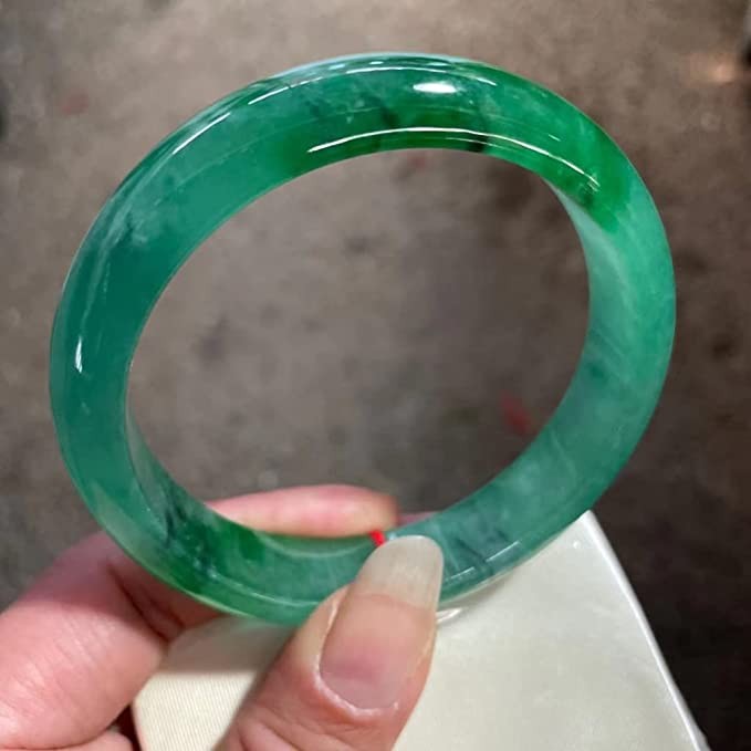 Bangle Green Jadeite Ice Transparent Exquisite Jade Bracelet Class A Jewelry Accessories Hand Decorations Bangles (Color : A, Size : 61-62mm)