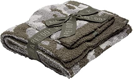 Barefoot Dreams CozyChic Camo Beanie & Scarf Set, Polyester Knit Scarf and Hat