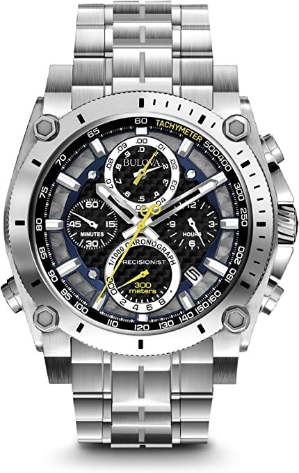 Bulova Precisionist Chronograph Mens Watch, Stainless Steel, Silver-Tone (Model: 96B175)