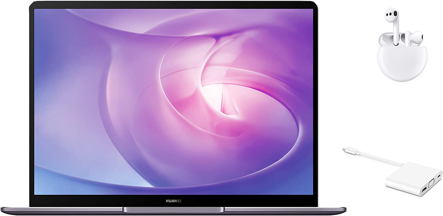 Huawei matebook 13 2020-13-inch notebook, ultra-book with full-screen display 2k, amd ryzen 5 3500u, 8 gb ram, 256 gb SSD, fingerprints sensor, huawei share, Windows 10 home, grey + free