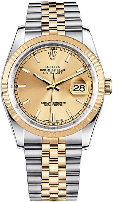 Rolex Datejust 36 116233 gold/steel silver bracelet luxury watch, gold-tone, self-winding
