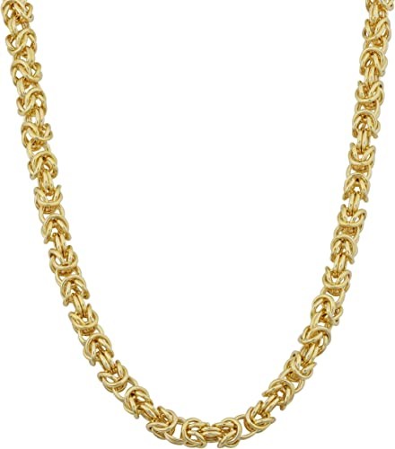 Kooljewelry 10k Yellow Gold 3.6 mm Square Byzantine Necklace