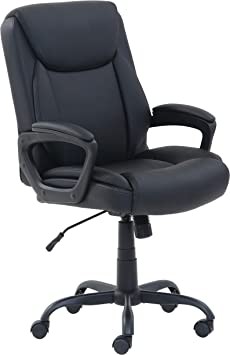 Amazon Basics Padded Office Desk Chair with Armrests, Adjustable Height/Tilt, 360-Degree Swivel, 275Lb Capacity - Black