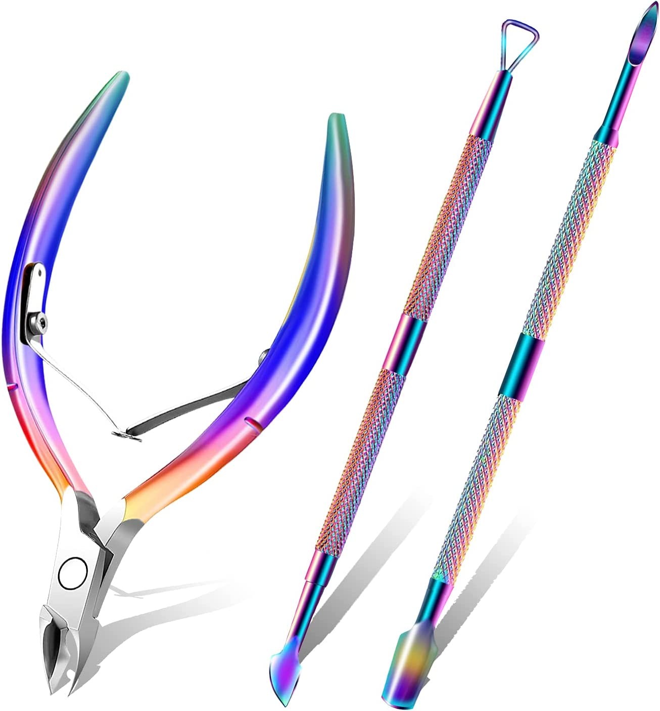 Haynery cuticle trimmer with pusher for cuticle, scissors for cuticle removal, tool for nail design, professional cuticle cuticle in stainless steel, tool for removal