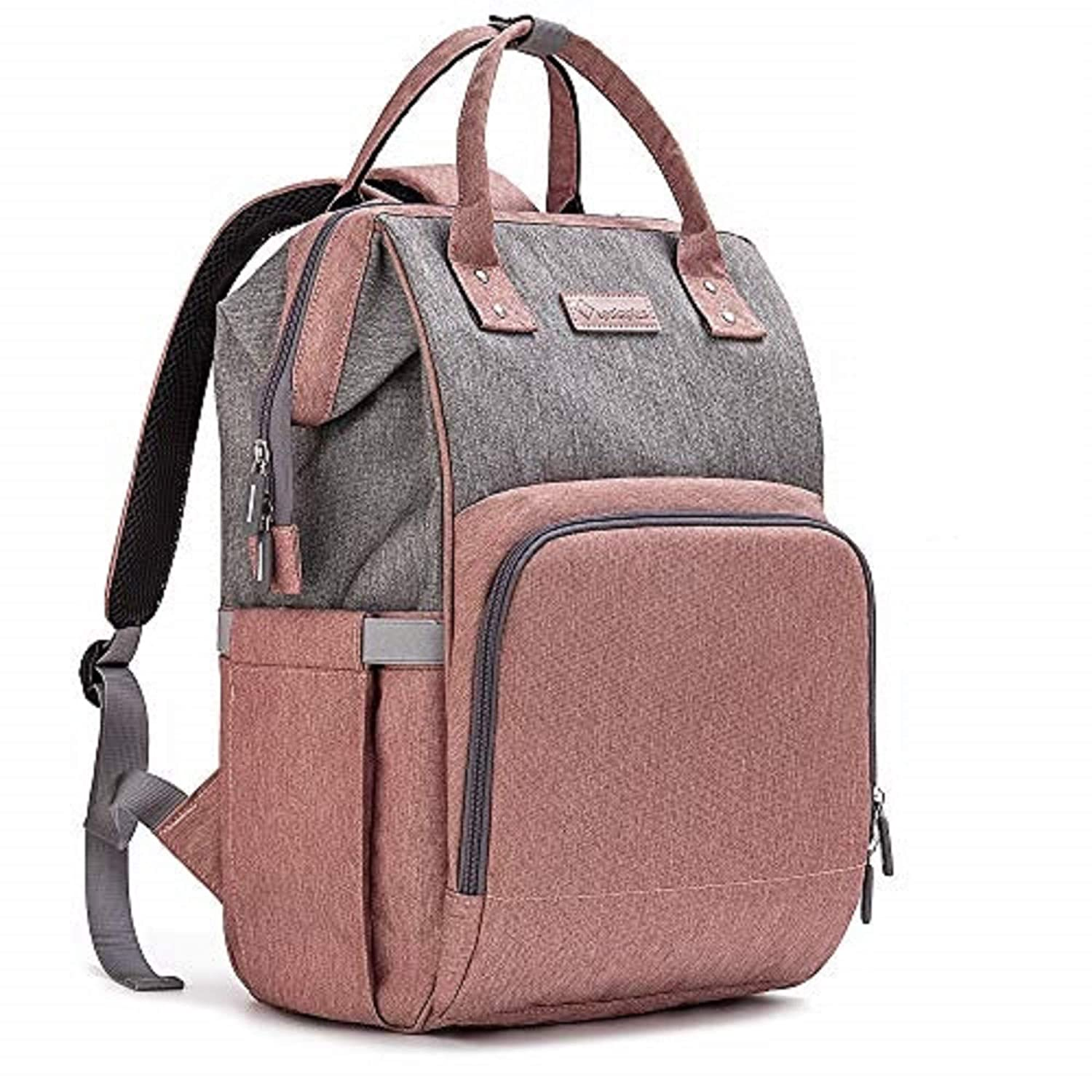 Diaper bag Backpack Diaper Bag Upsimples Baby Bag suitable for Mom and Dad Maternity diaper bag with USB charging port stroller shoulder strap Thermal pocket waterproof pink gray
