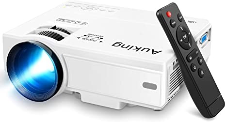 AuKing Projector, 2023 Upgraded Mini Projector, 7500 Lumens Multimedia Home Theater Video Projector, Compatible with Full HD 1080P HDMI, USB, VGA, AV, Smartphone, Tablet, TV Box, Laptop