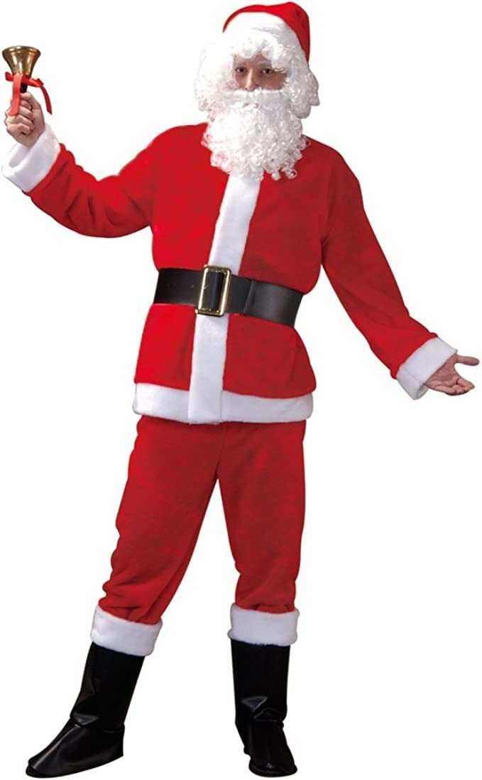 Santa Claus Set Christmas Costume - Red Coat, Hat, Pants, Belt and Boots Top