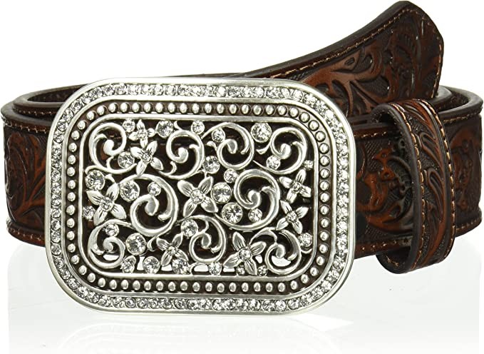 ARIAT women's reel-embossed buckle belt, brown, all sizes