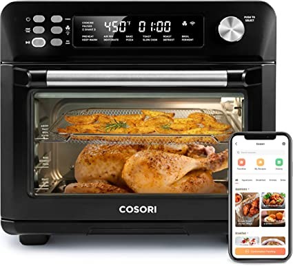 COSORI Air Fryer Toaster Oven, 12-in-1 Convection Oven Countertop, 6 Slices of Toast, 12" Pizza, Basket, Tray, Recipes & 3 Accessories, 26.4 Quarts, Wifi, CS100-AO