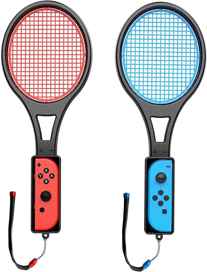 Talk works tennis racket is designed for two sets of nintendo switch + switch oled - the sports part of the joy-con handle is designed for tennis ACES Mario