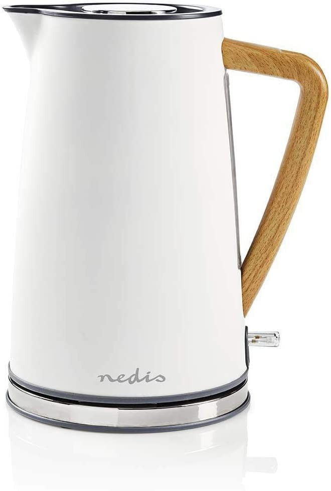 Nedis - Electric Kettle - 1.7 L - 1850-2200 W - Soft Touch - Anti-Scale Filter - Cord Winder - Dry Burn Protection - Hidden Heating Element - Strix® Controller - White
