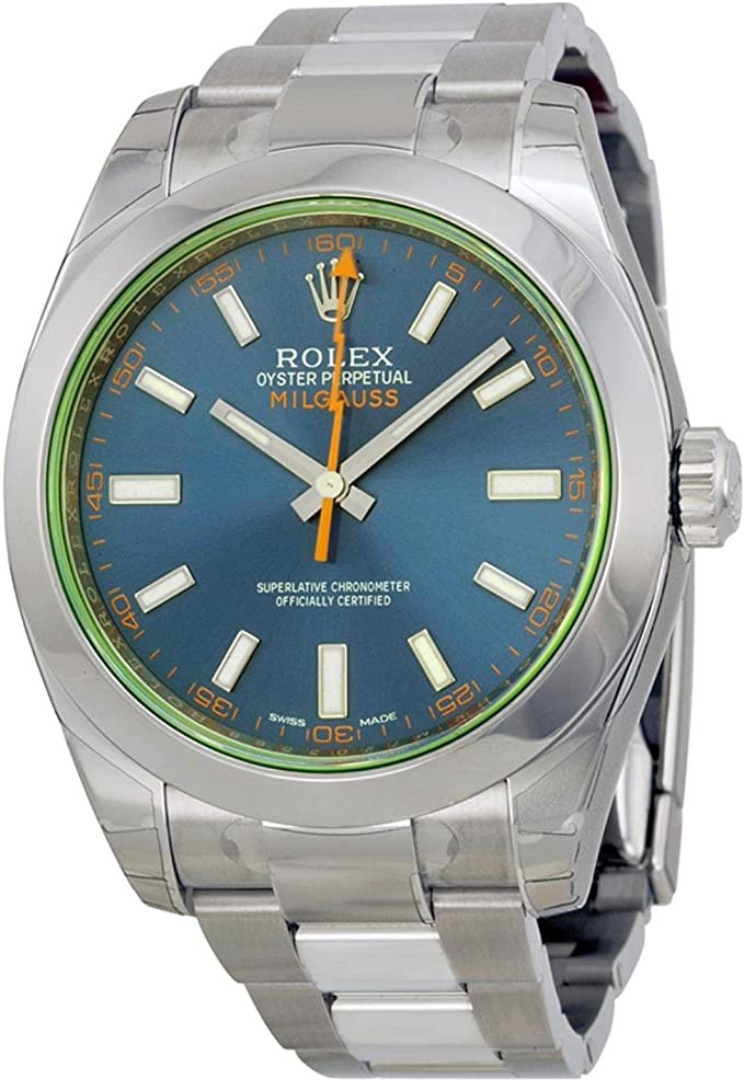 Rolex Men's m116400gv-0002 Milgauss Blue Watch, robin Blue, winds up automatically