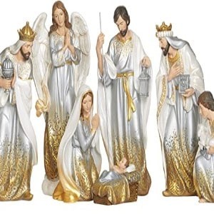 By Joseph's Studio Roman - 8-Piece Nativity Gold Ombre Figure Set, Christmas Collection, 14" Tall, Resin, Ornament, Religious Gift, Home Decor, Durable
