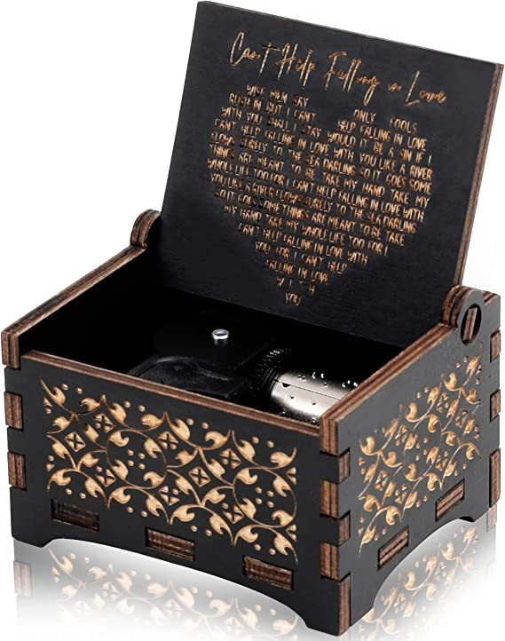BAOSIWA Can't Help Falling in Love Music Box, Large Carved Wooden Music Box Romantic Gift for Girlfriend Boyfriend Her His Wife Husband Anniversary Birthday Valentine's Day