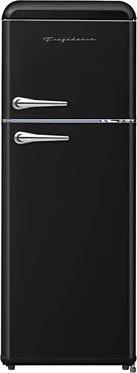 Frigidaire efr756 - black efr756, 2-door retro style refrigerator with top freezer, chrome pen, 7.5 cubic feet, black