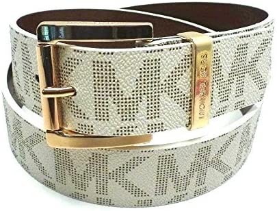 Michael Kors Women's Synthetic Leather Mk Design Square Buckle Fashion Belt