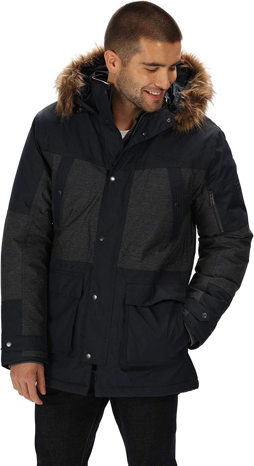 Regatta men's aalto waterproof breathing heavy furry warm winter jacket with artificial fur hood waterproof