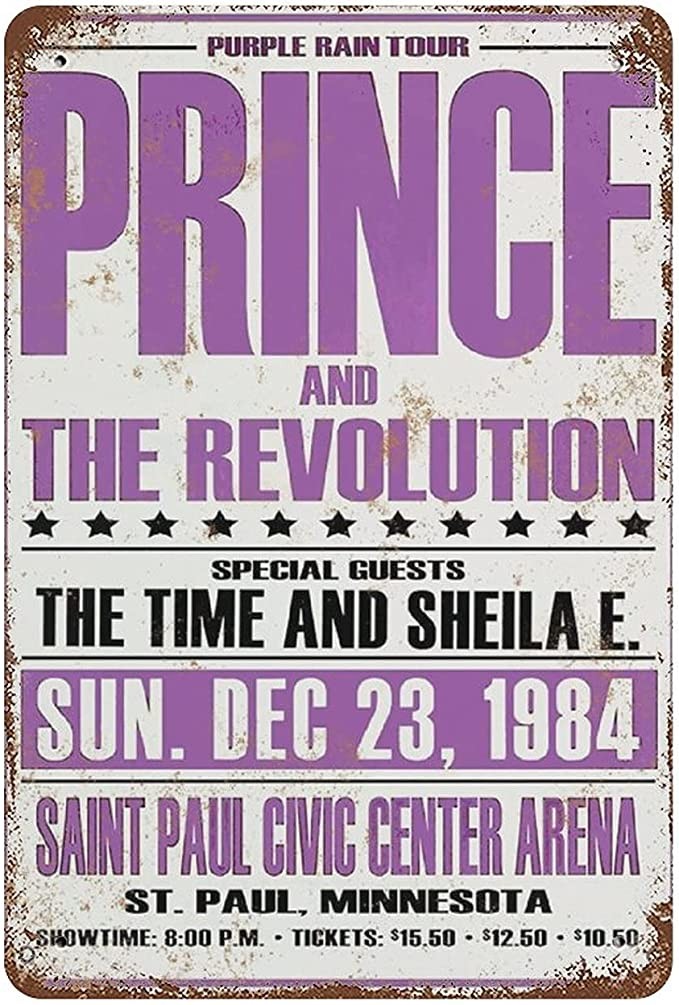 ArogGeld 1984 Prince in Saint Paul Metal Sign Prince and the Revolution Metal Tin Sign 8x12 Vintage Aluminum Sign Retro Plaque Wall Art Decor for Kitchen Bar Home Accessories, Multi