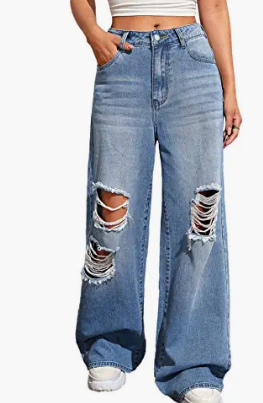 Sweatyrocks women's daily free torn jeans trousers