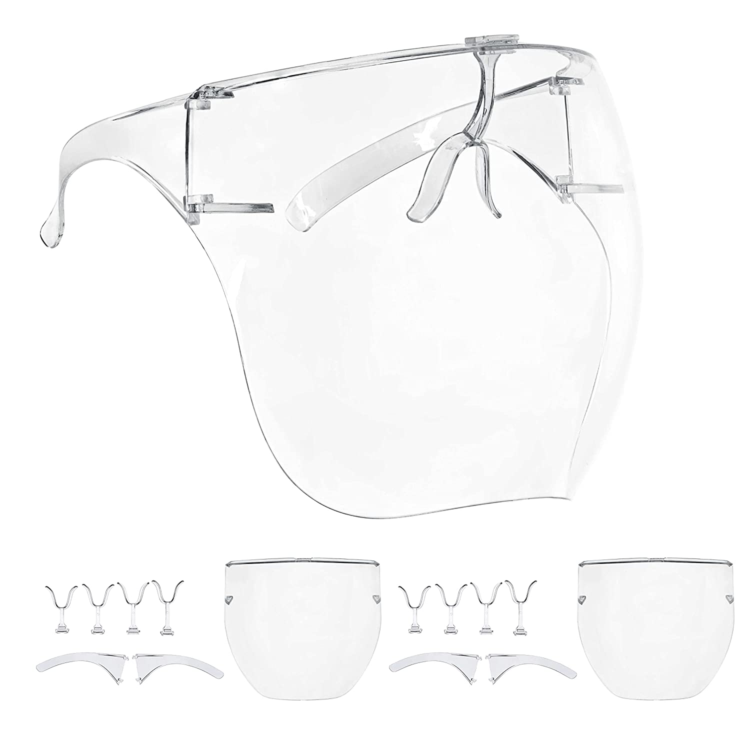 Salon world safety (3 PCS.) Fully coated visor and frame protective shield - ultra-transparent refillable plastic glasses, anti-sweat protection - personal protection for eyes, nose