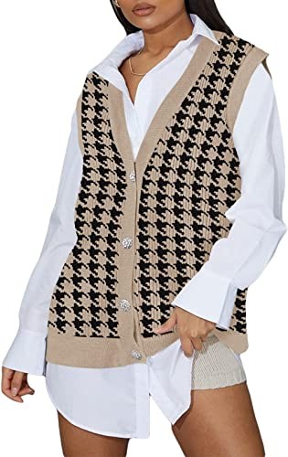 Sovoyontee women's fashion daily knitting sweater without mike's sleeves cardigan T-shirt on buttons
