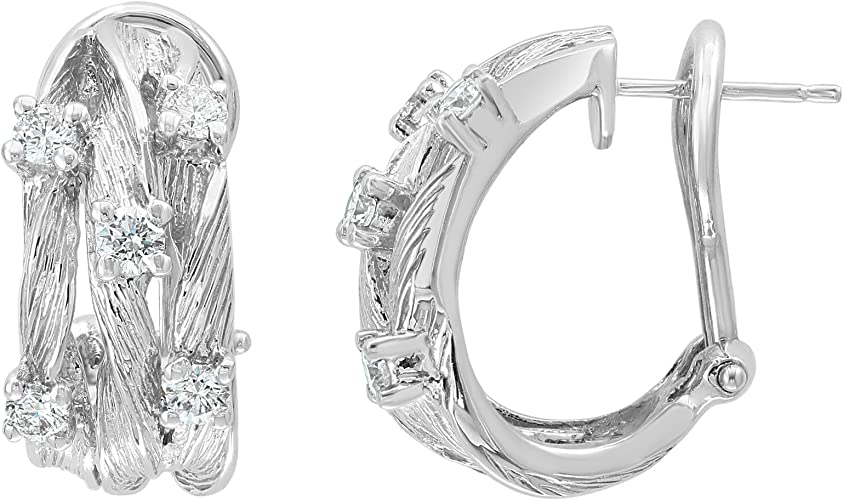Effy Jewelry Diamond Huggie Earrings in 14K White Gold, 0.69 tcw