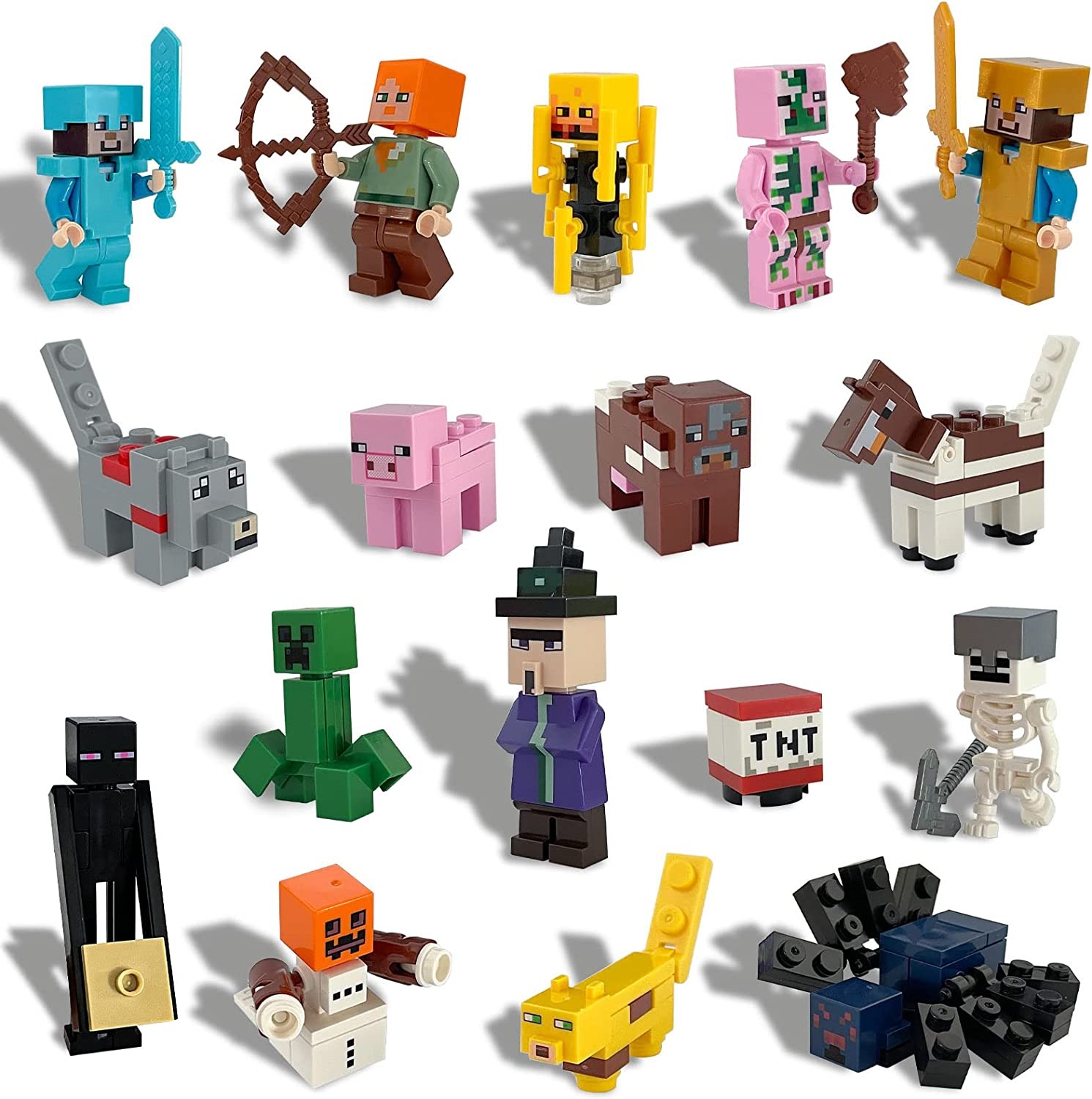 17 Pcs Actiom Figures Gaming Action Minifigure Building Blocks Mini Figures Game Character Minifigures Kits Collection Display Toy for Kids and Adult as Gifts S17