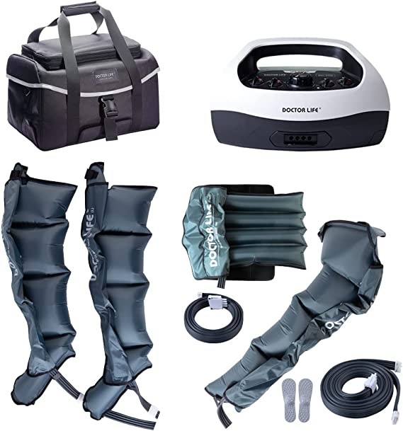 [DOCTOR LIFE] SP-2000 Full Body, L Boots, Sequential Air Compression Massager. Blood & Lymphatic Circulation Therapy System : Pump, Boots. and Arm. Waist. Carry Bag.