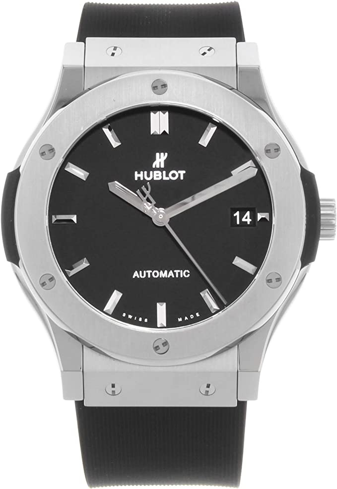 Hublot classic fusion black dial black rubber men's 45 mm watch 511.NX.1171.RX